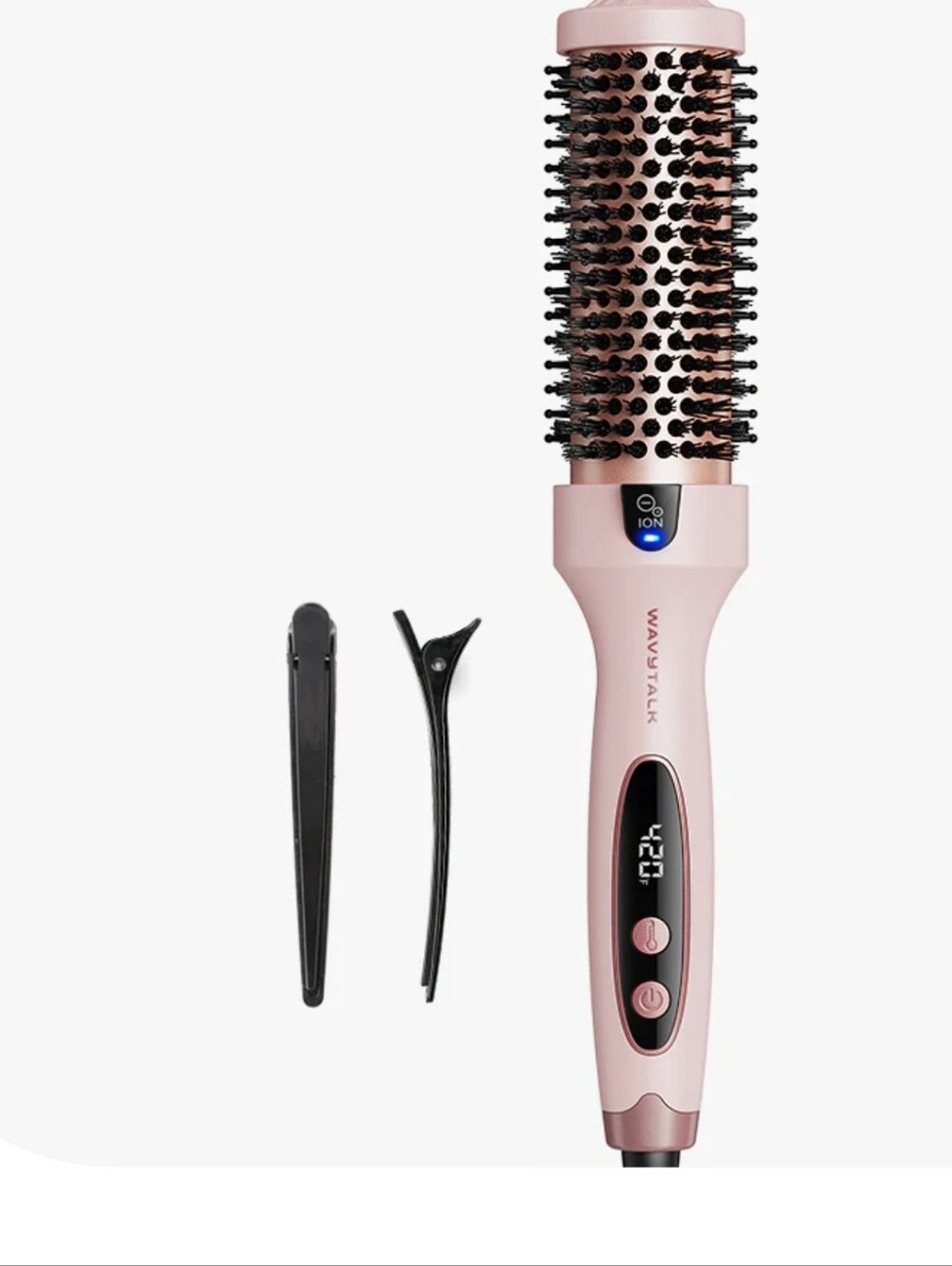 WAVYTALK Pink Ionic 1.5" Rotating Hot Air Brush for Smooth Styling